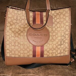 Coach Dempsey Tote 40 In Signature Jacquard With Stripe And Coach Patch
